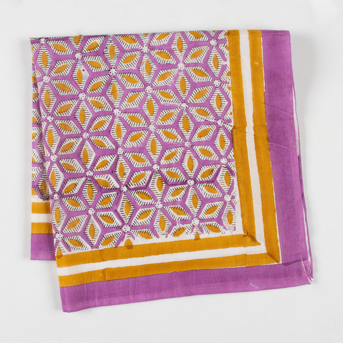 Hand Block Traditional Cotton Jaal Printed Head Bandana With Border
