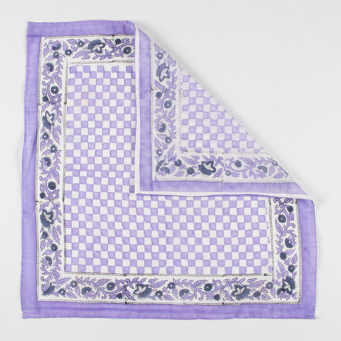 Indian Check Print Cotton Head Bandana For Women