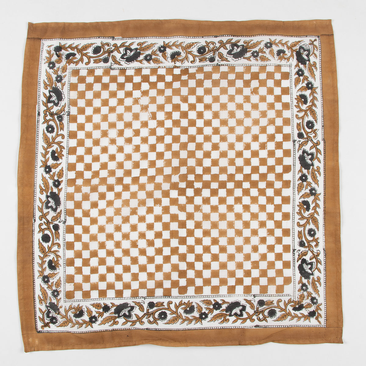 Brown Check Printed Pure Cotton Outdoor Head Bandana