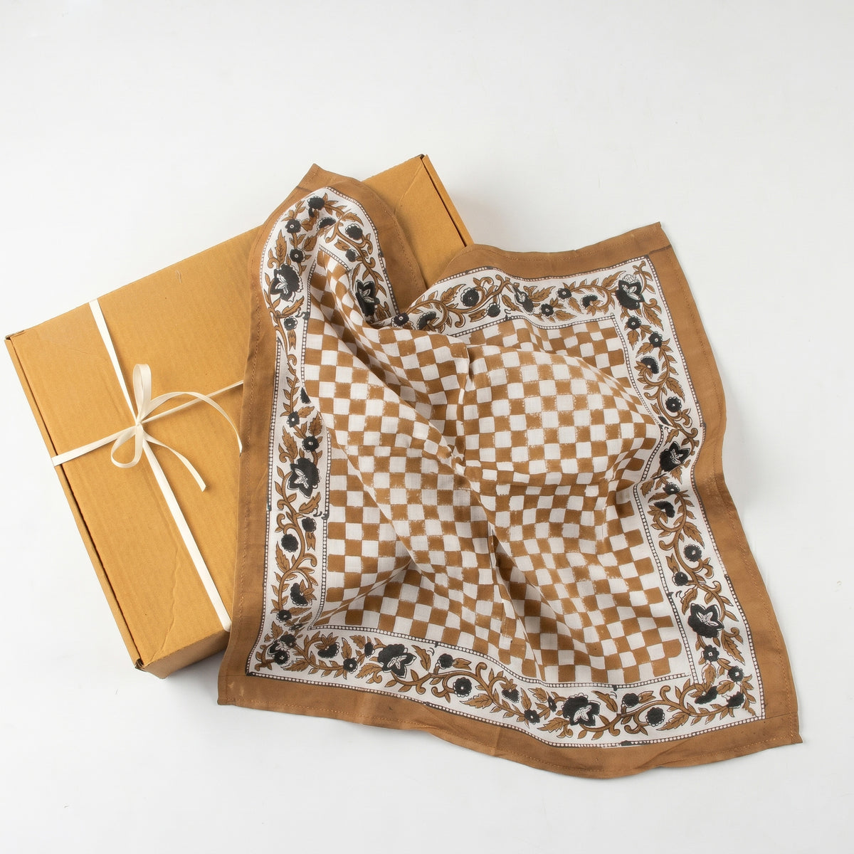 Brown Check Printed Pure Cotton Outdoor Head Bandana