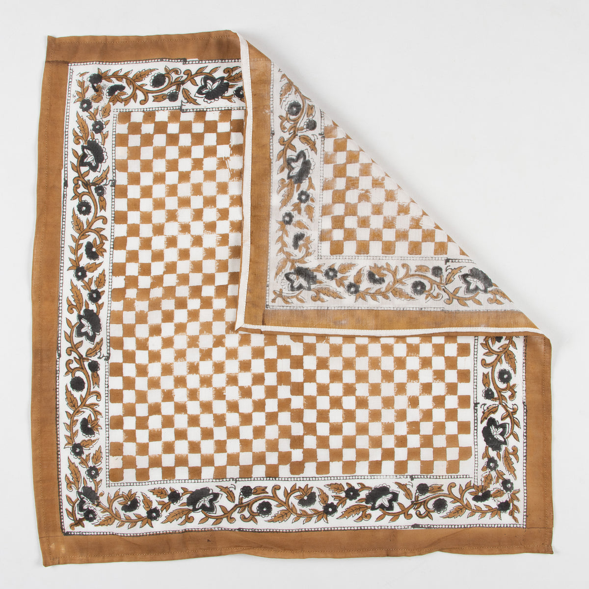 Brown Check Printed Pure Cotton Outdoor Head Bandana