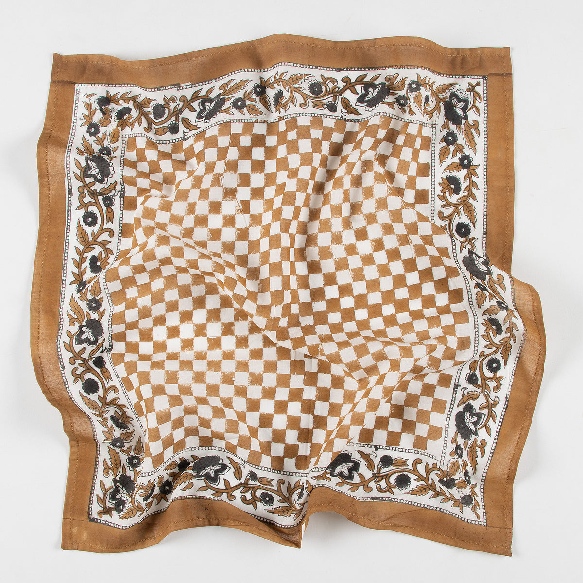 Brown Check Printed Pure Cotton Outdoor Head Bandana