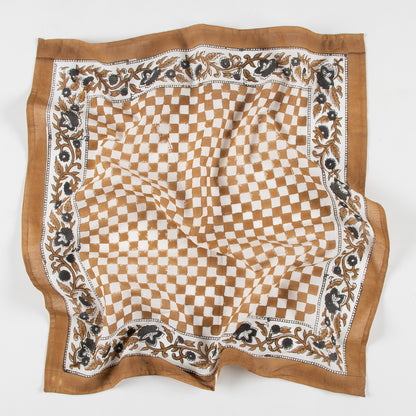 Brown Check Printed Pure Cotton Outdoor Head Bandana