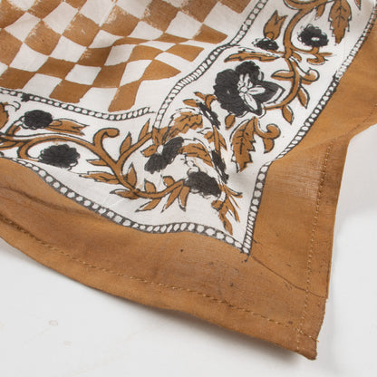 Brown Check Printed Pure Cotton Outdoor Head Bandana