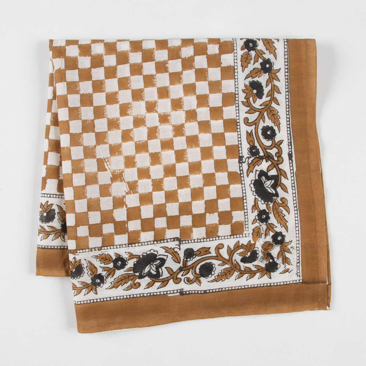Brown Check Printed Pure Cotton Outdoor Head Bandana