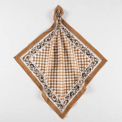 Brown Check Printed Pure Cotton Outdoor Head Bandana
