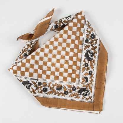 Brown Check Printed Pure Cotton Outdoor Head Bandana