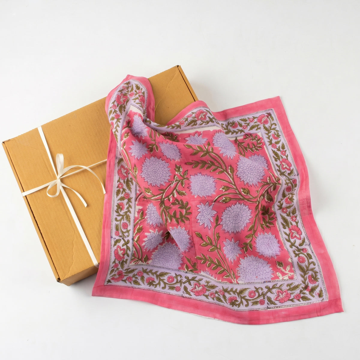 Pink Floral Printed Soft Cotton Head Bandana For Men and Women