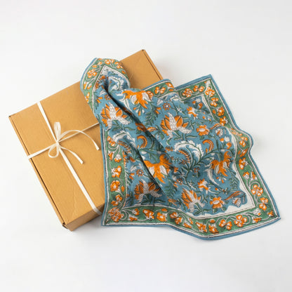 Hand Block Floral Printed Cotton Travel Head Bandana