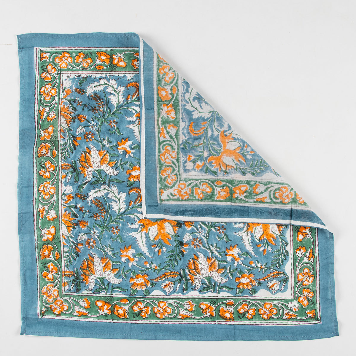 Hand Block Floral Printed Cotton Travel Head Bandana