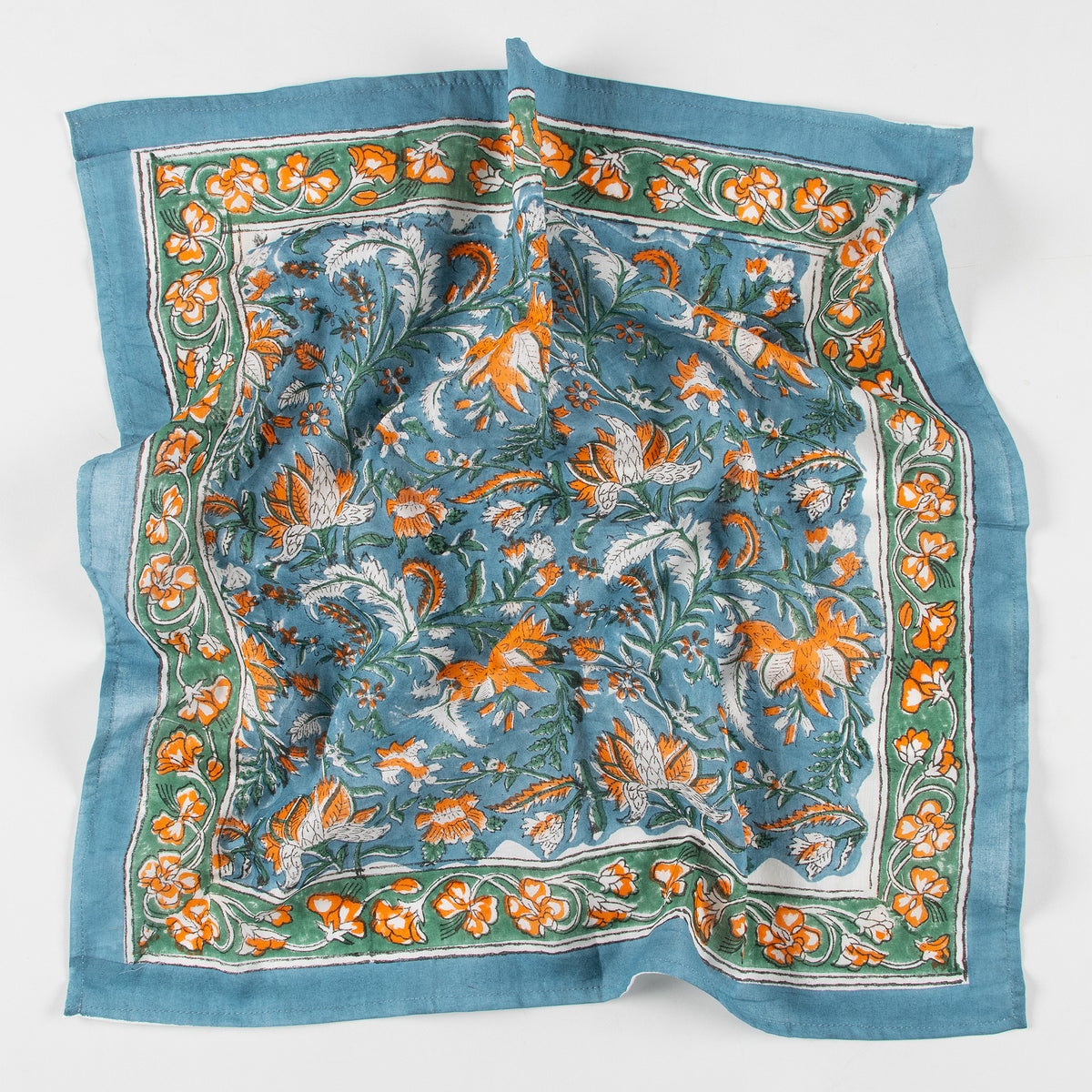 Hand Block Floral Printed Cotton Travel Head Bandana