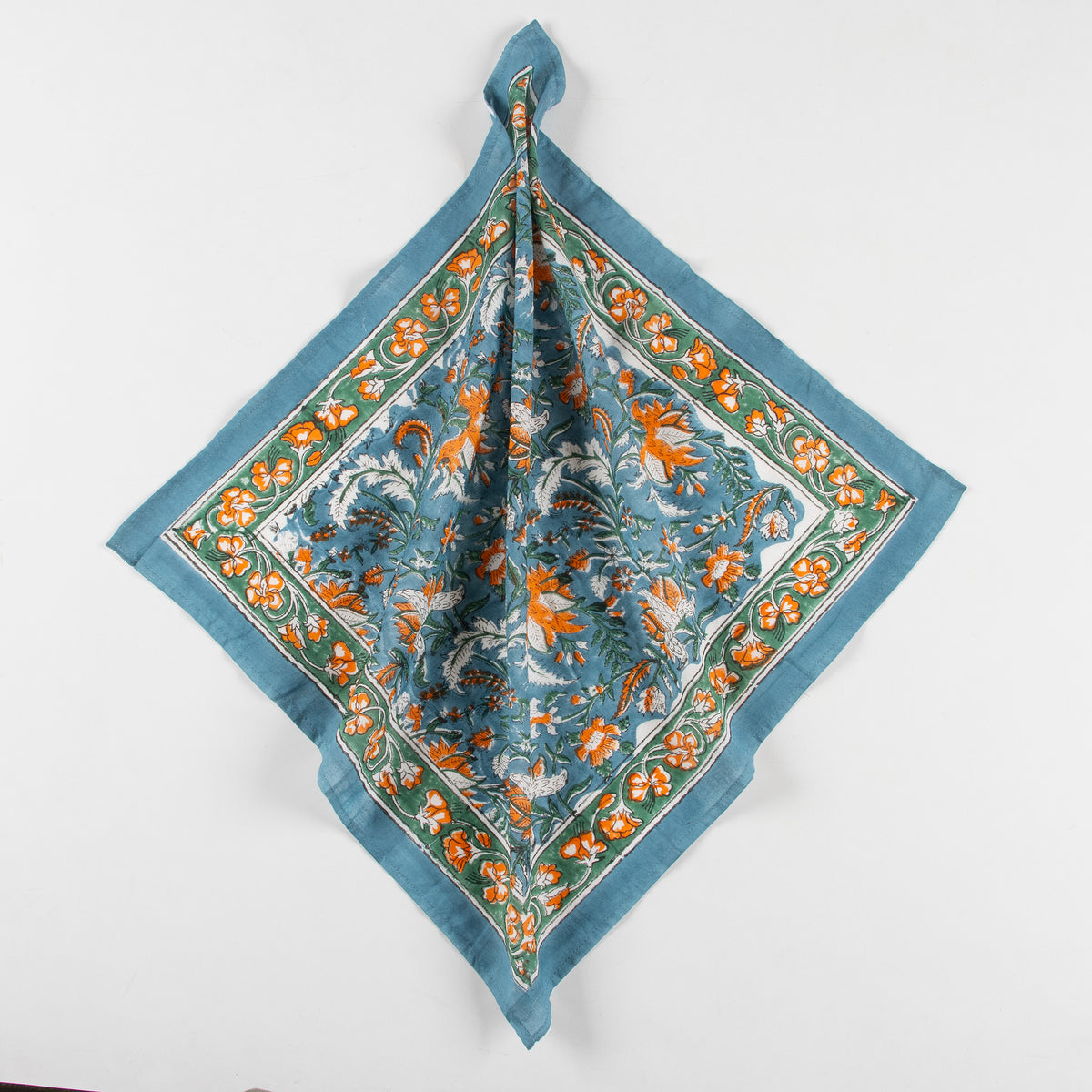 Hand Block Floral Printed Cotton Travel Head Bandana