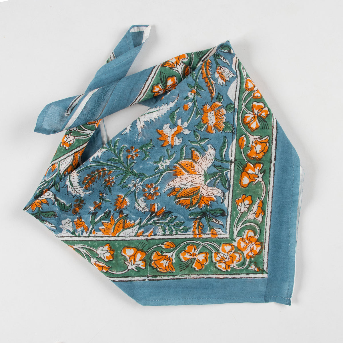 Hand Block Floral Printed Cotton Travel Head Bandana