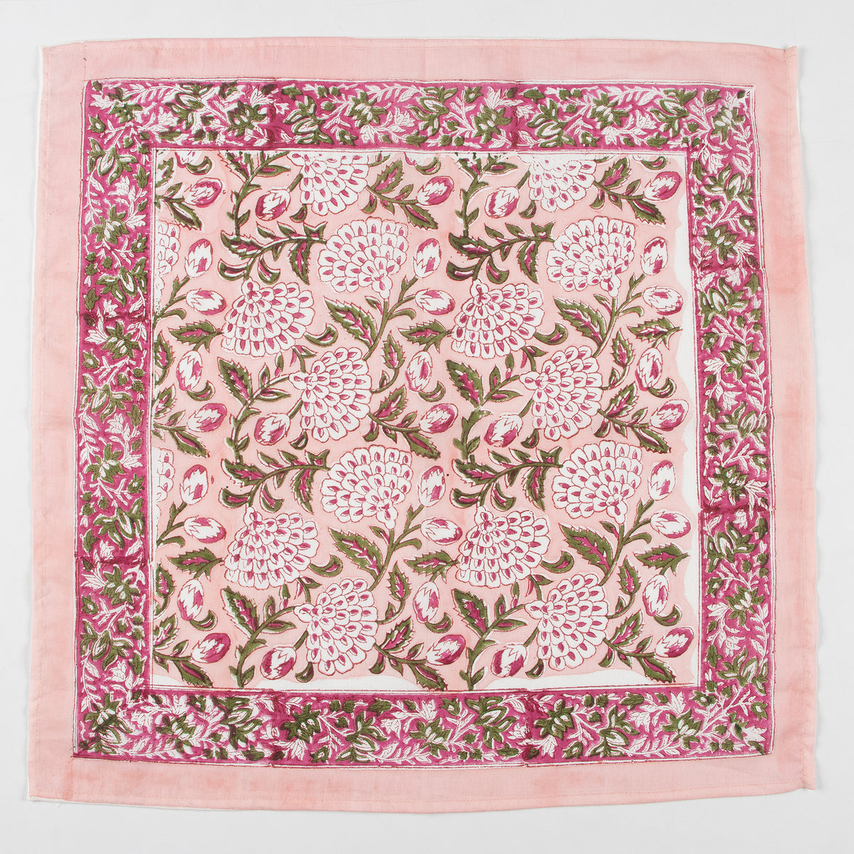 Floral Bloom Pink Block Print Bandana For Men and Women