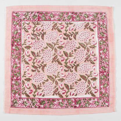 Floral Bloom Pink Block Print Bandana For Men and Women