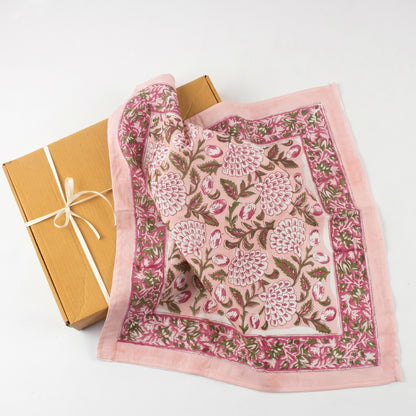 Floral Bloom Pink Block Print Bandana For Men and Women