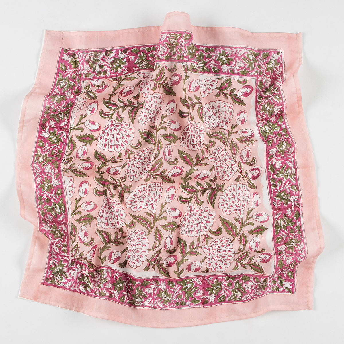 Floral Bloom Pink Block Print Bandana For Men and Women