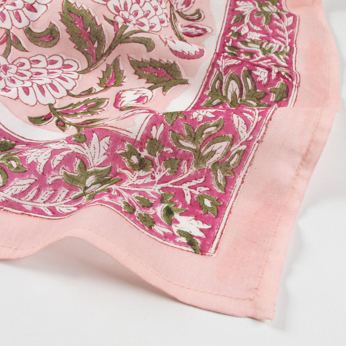 Floral Bloom Pink Block Print Bandana For Men and Women