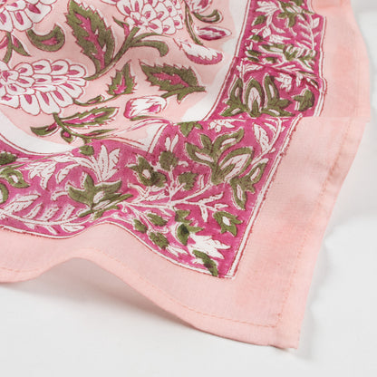 Floral Bloom Pink Block Print Bandana For Men and Women