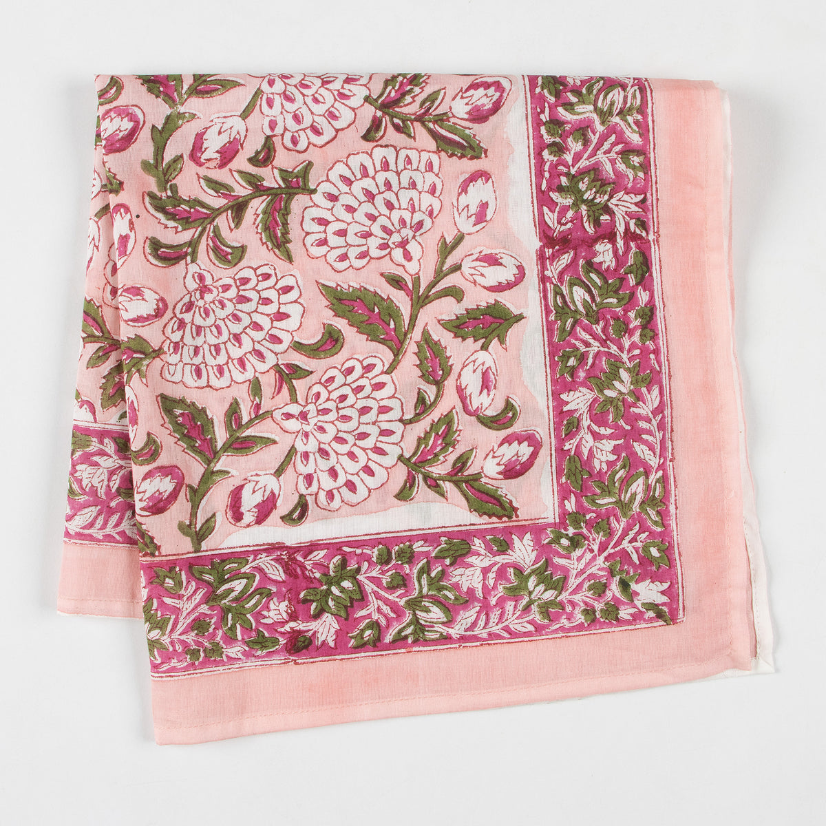 Floral Bloom Pink Block Print Bandana For Men and Women