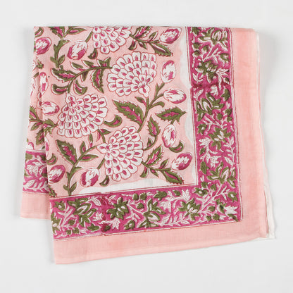Floral Bloom Pink Block Print Bandana For Men and Women