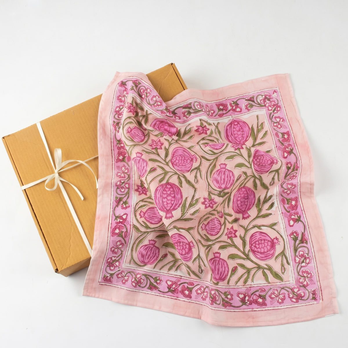 Pink Floral Printed Bandana For Ladies