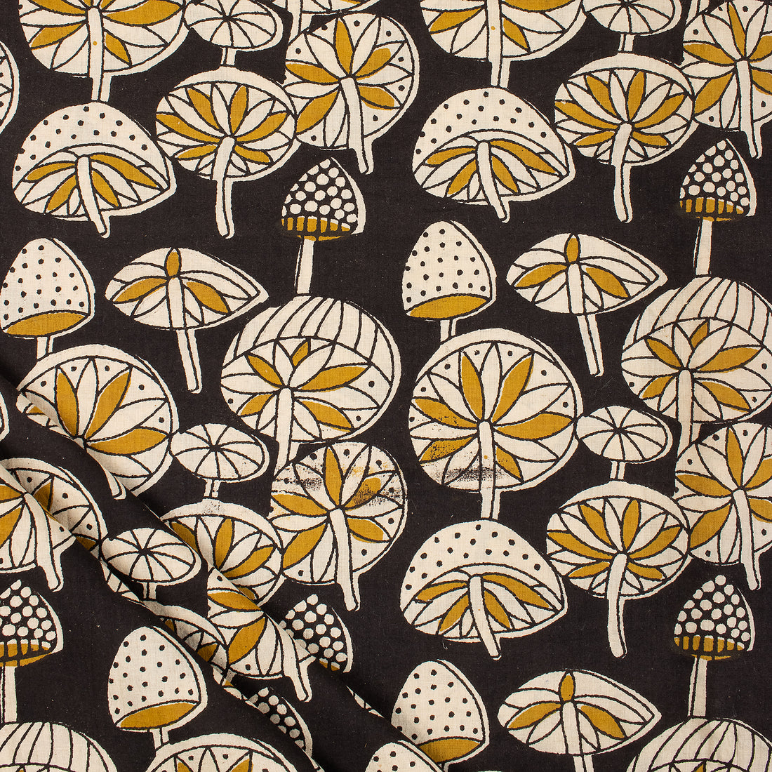  Bagru Cotton Black Masrom Printed Fabric by Yard