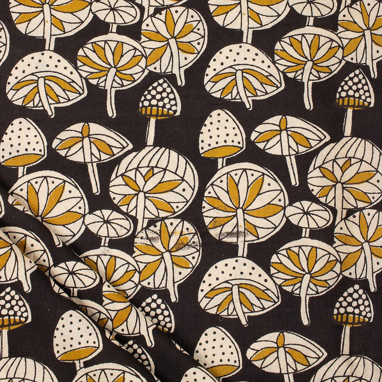  Bagru Cotton Black Masrom Printed Fabric by Yard