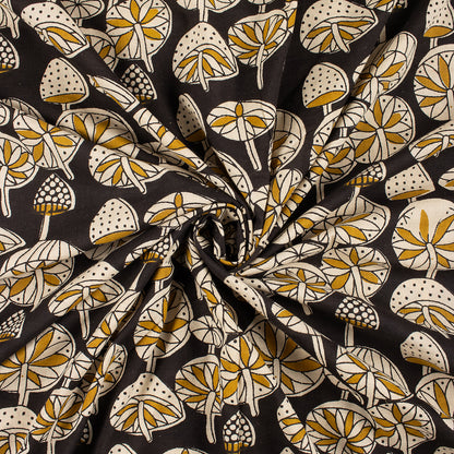 Bagru Cotton Black Masrom Printed Fabric by Yard