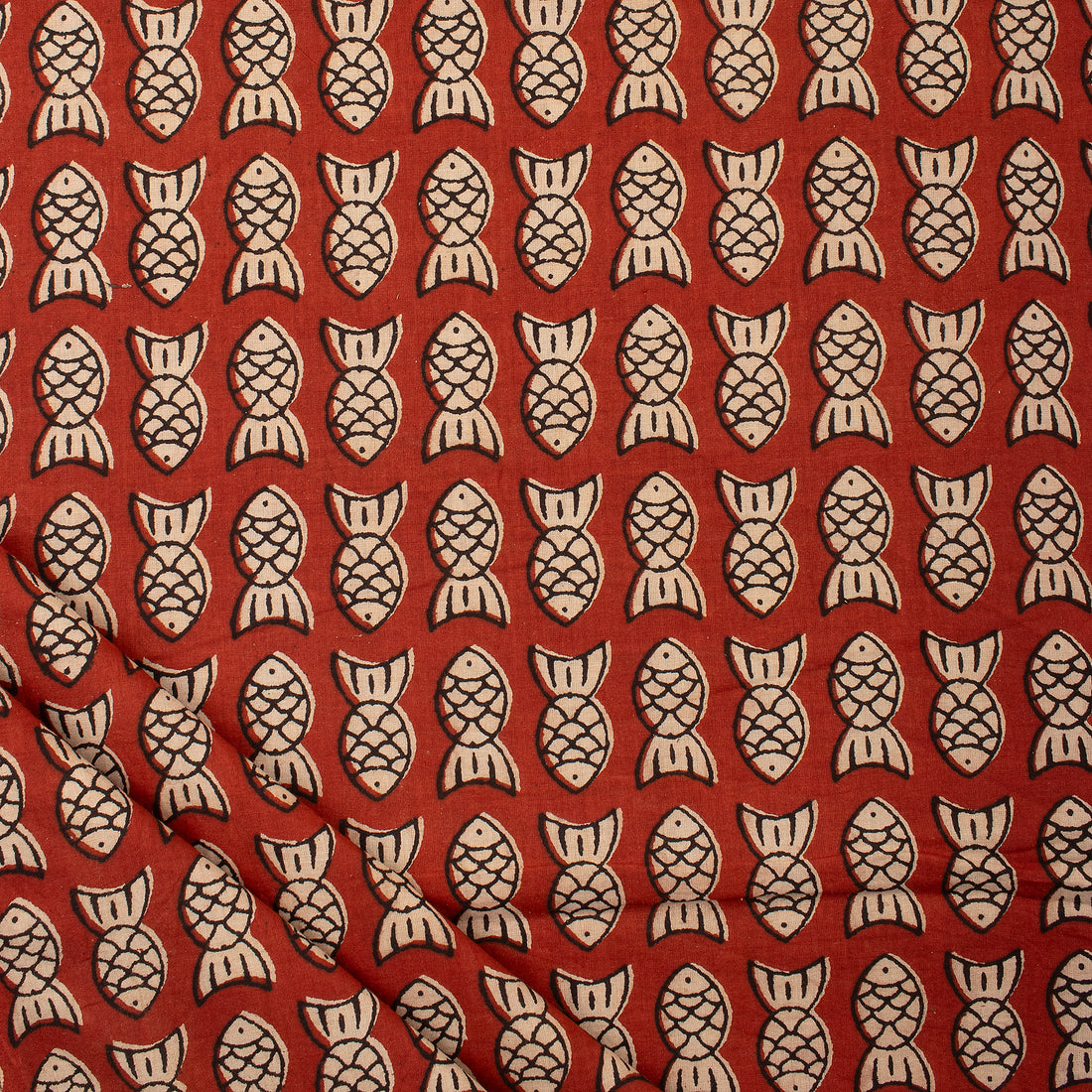 Bagru Fish Hand Block Printed Sewing Projects Fabric