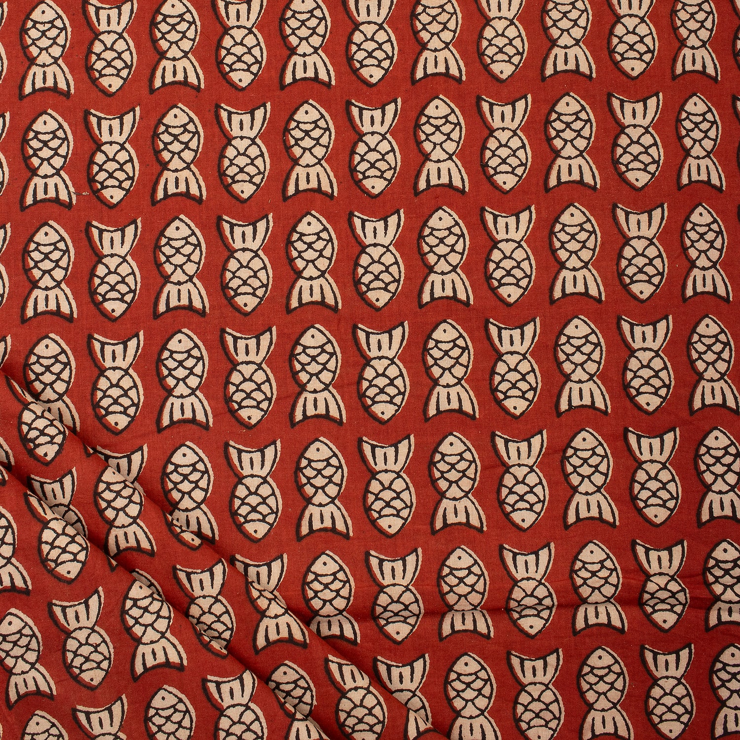 Bagru Fish Hand Block Printed Sewing Projects Fabric