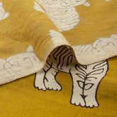 Bagru Tiger Hand Block Printed Cotton Fabric by Yard