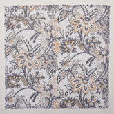 Beautiful Gray Floral Pure Cotton Indian Hand Blocked Border Dinner Napkin Cloth