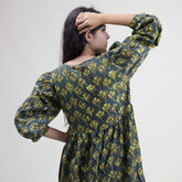 Beautiful Green Floral Cotton Midi Outfit for Womens