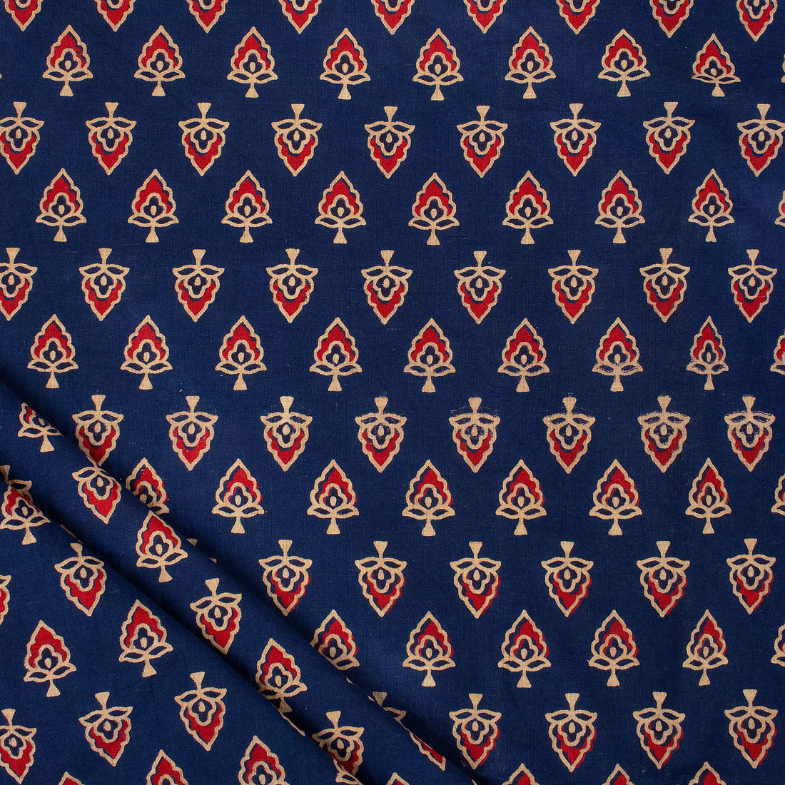 Beautiful Hand Block Ajrakh Floral Print Fabric