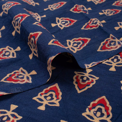Beautiful Hand Block Ajrakh Floral Print Fabric