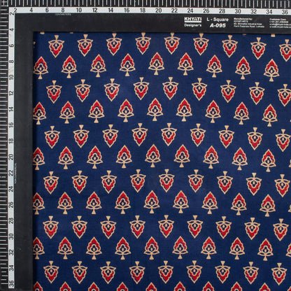 Beautiful Hand Block Ajrakh Floral Print Fabric