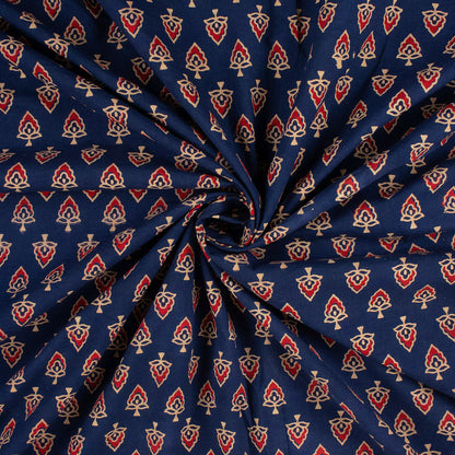 Beautiful Hand Block Ajrakh Floral Print Fabric