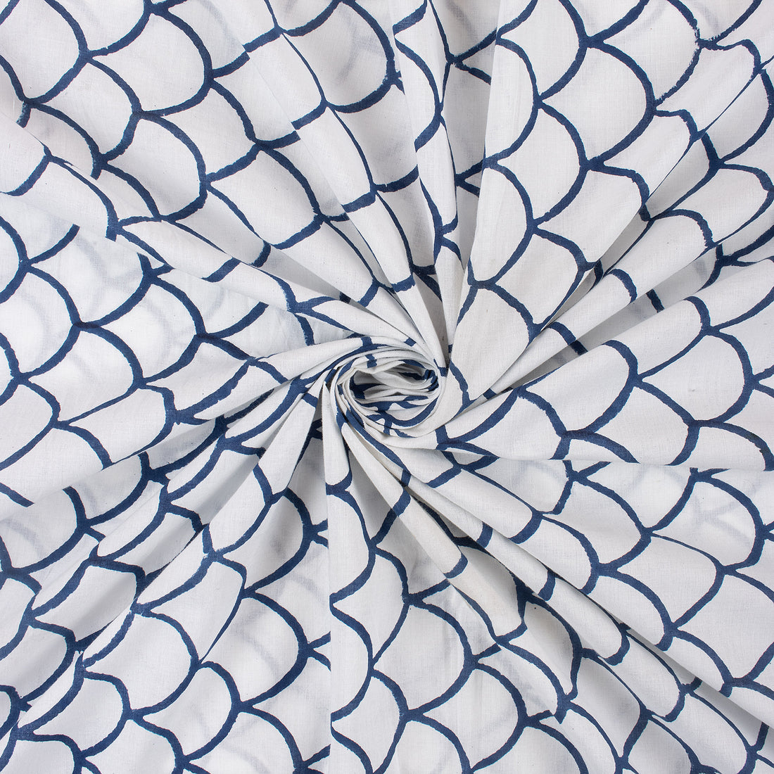 Beautiful Hand Block Blue Printed Cloth Material