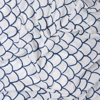 Beautiful Hand Block Blue Printed Cloth Material