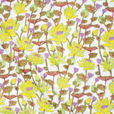 Beautiful Yellow Floral Hand Block Printed Cotton Fabric