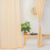 Beige Color Handmade Dining Room Cotton Curtains Set of 2