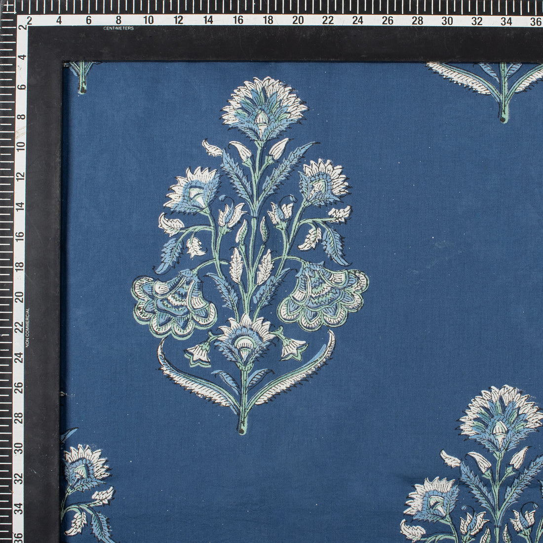 Best Blue Floral Cotton Discharge Running Fabric