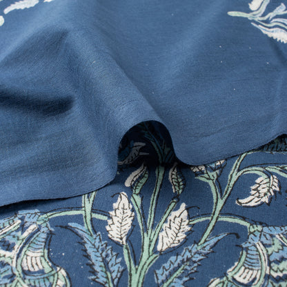 Best Blue Floral Cotton Discharge Running Fabric