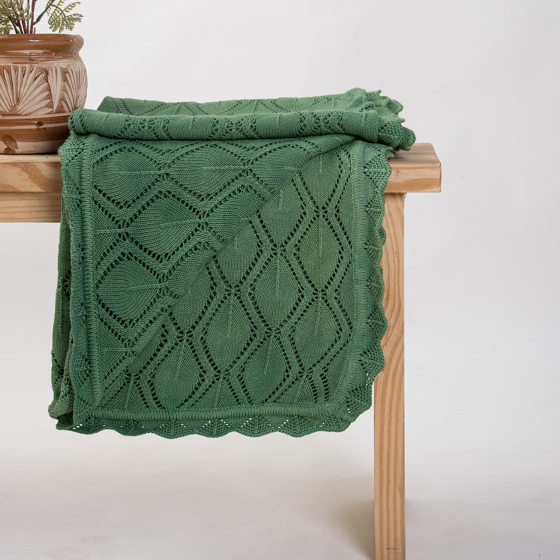 Best Green Knitted Natural Throw Blanket