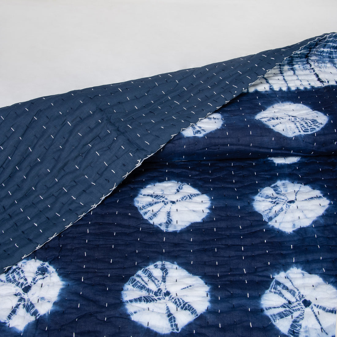 Best Indian Hand Dyed Blue Polkas Dots Kantha quilts
