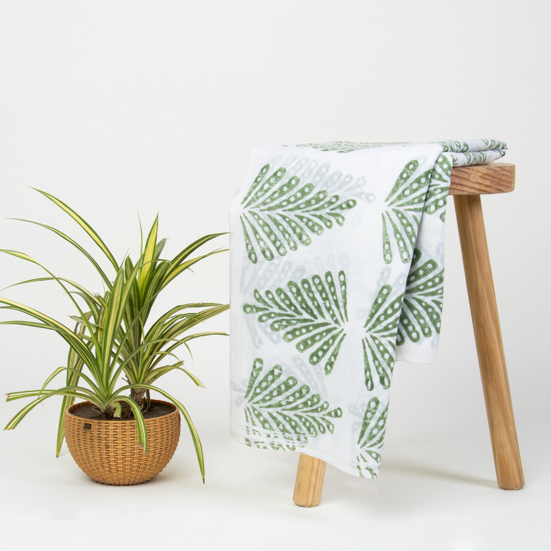 Best Premium Green leaf Hand Block Print Fabric