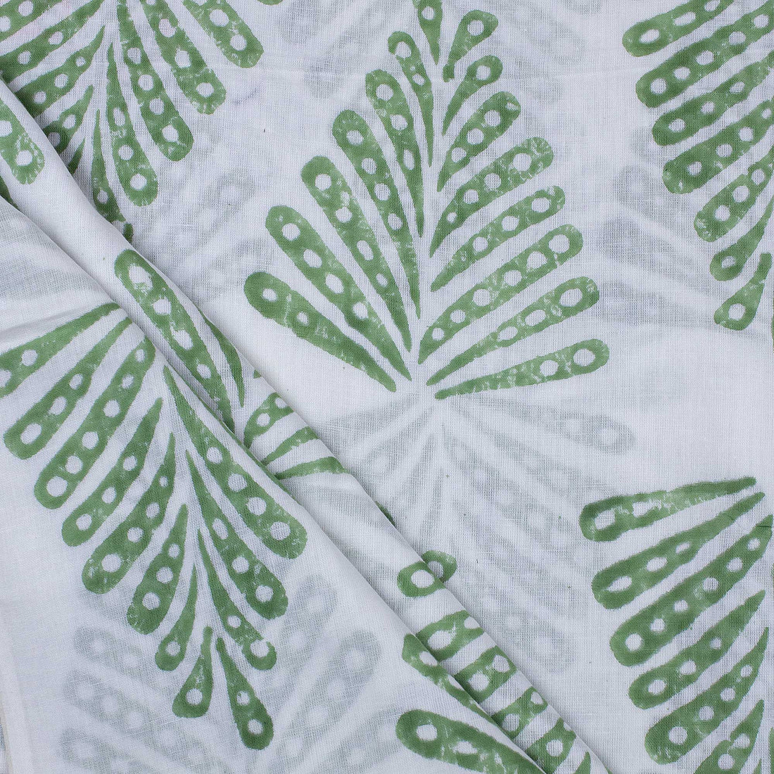 Best Premium Green leaf Hand Block Print Fabric