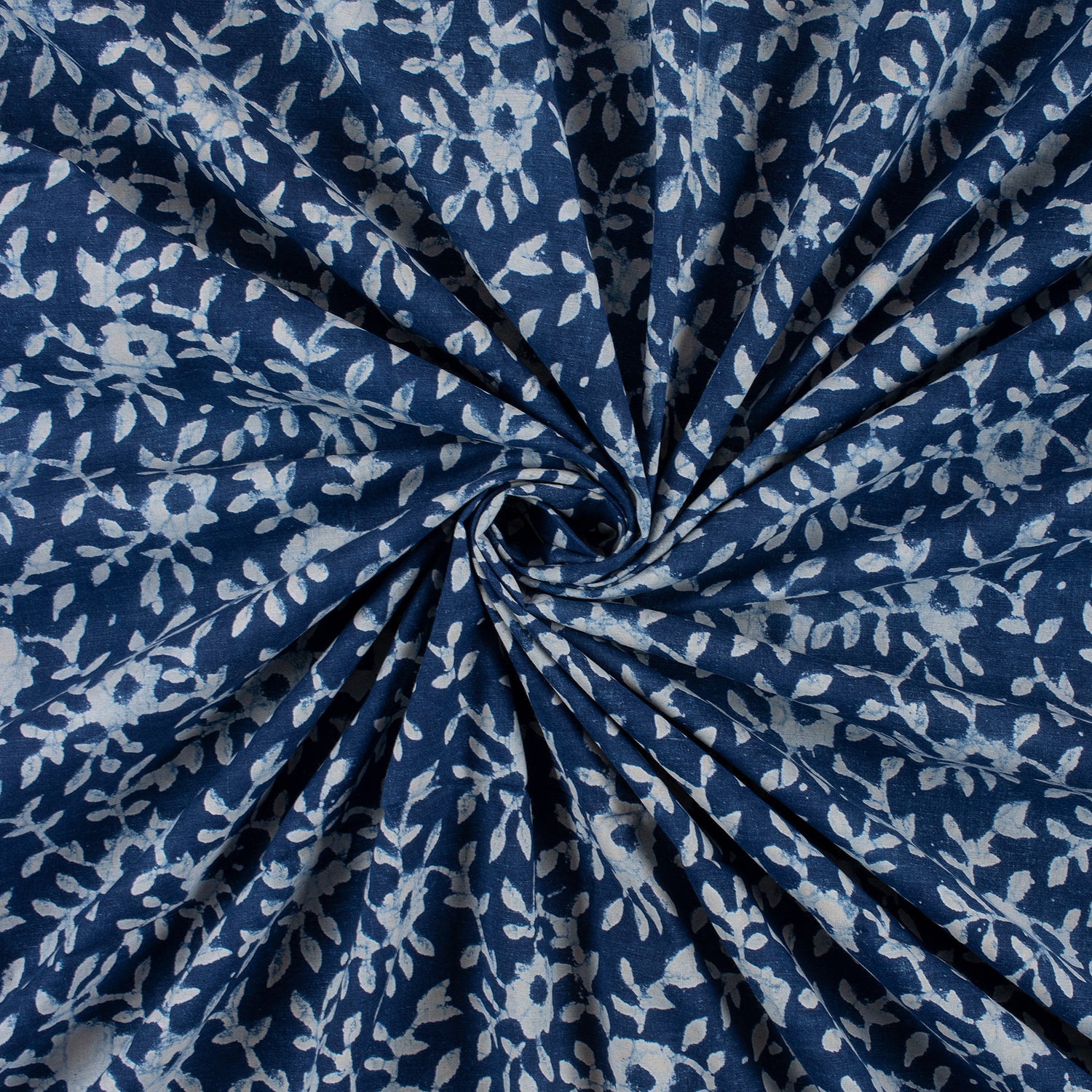 Best Quality Beautiful Jaipuri Floral Printed Indigo Blue Fabric