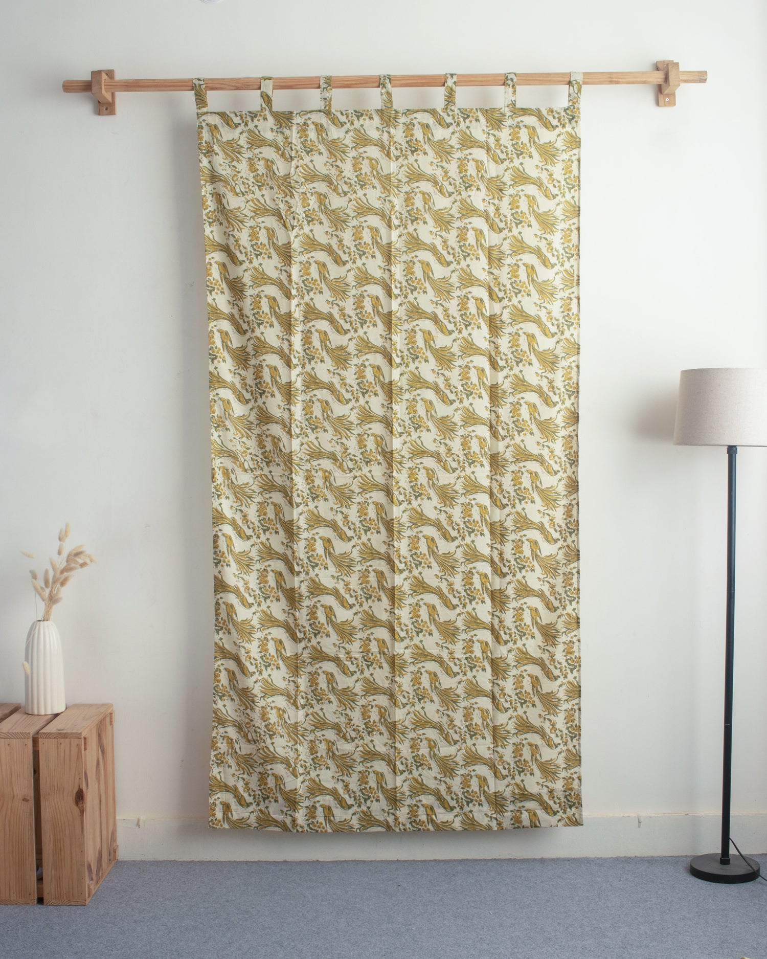 Bird Block Printed Cotton Drapes for Bedroom